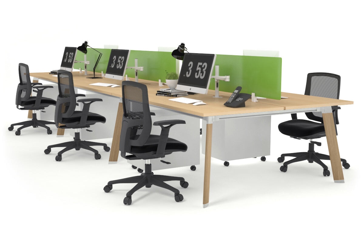 6-Person Wooden Workstation with Cable Management - 1600L x 800W Office Desk for Team Collaboration | Perfect for Open Office Spaces & Coworking Environments