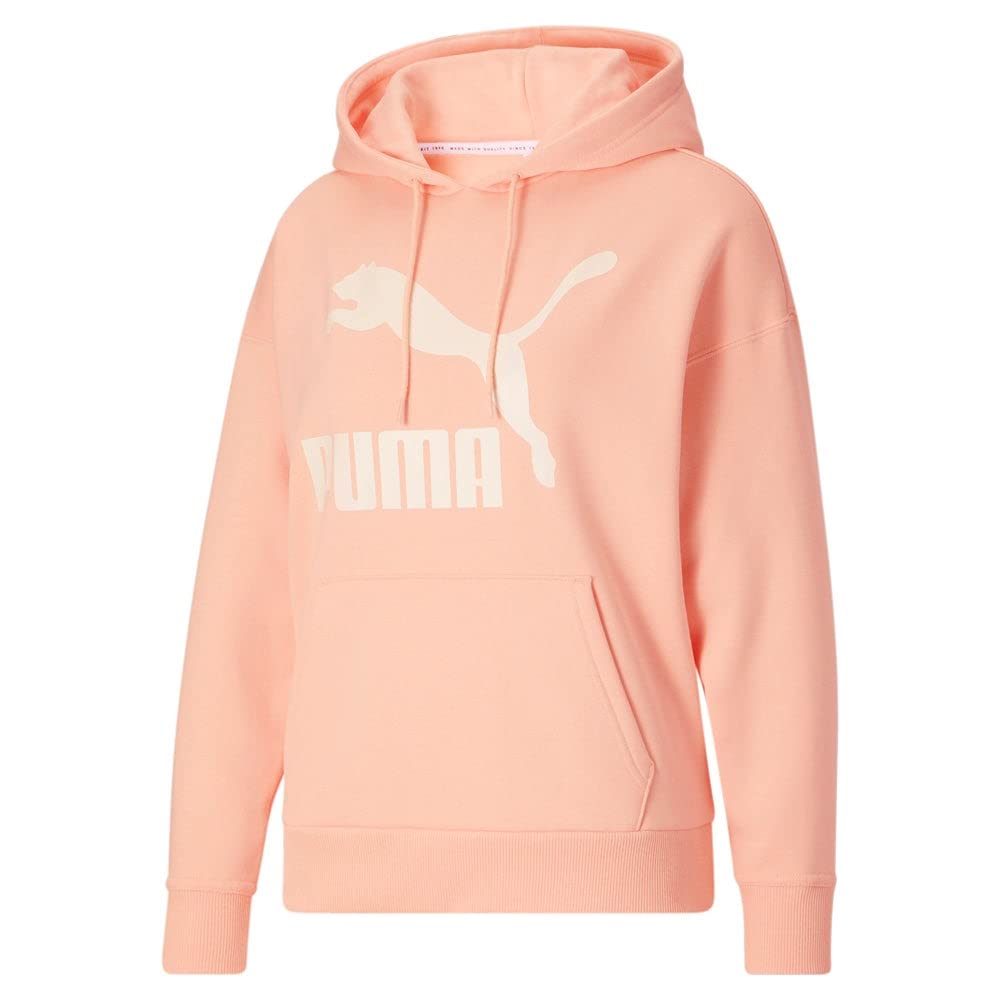 Puma Women's Classic Logo Hoodie - Soft Casual Pullover Sweatshirt, Light Pink | Perfect for Gym, Lounge & Everyday Wear