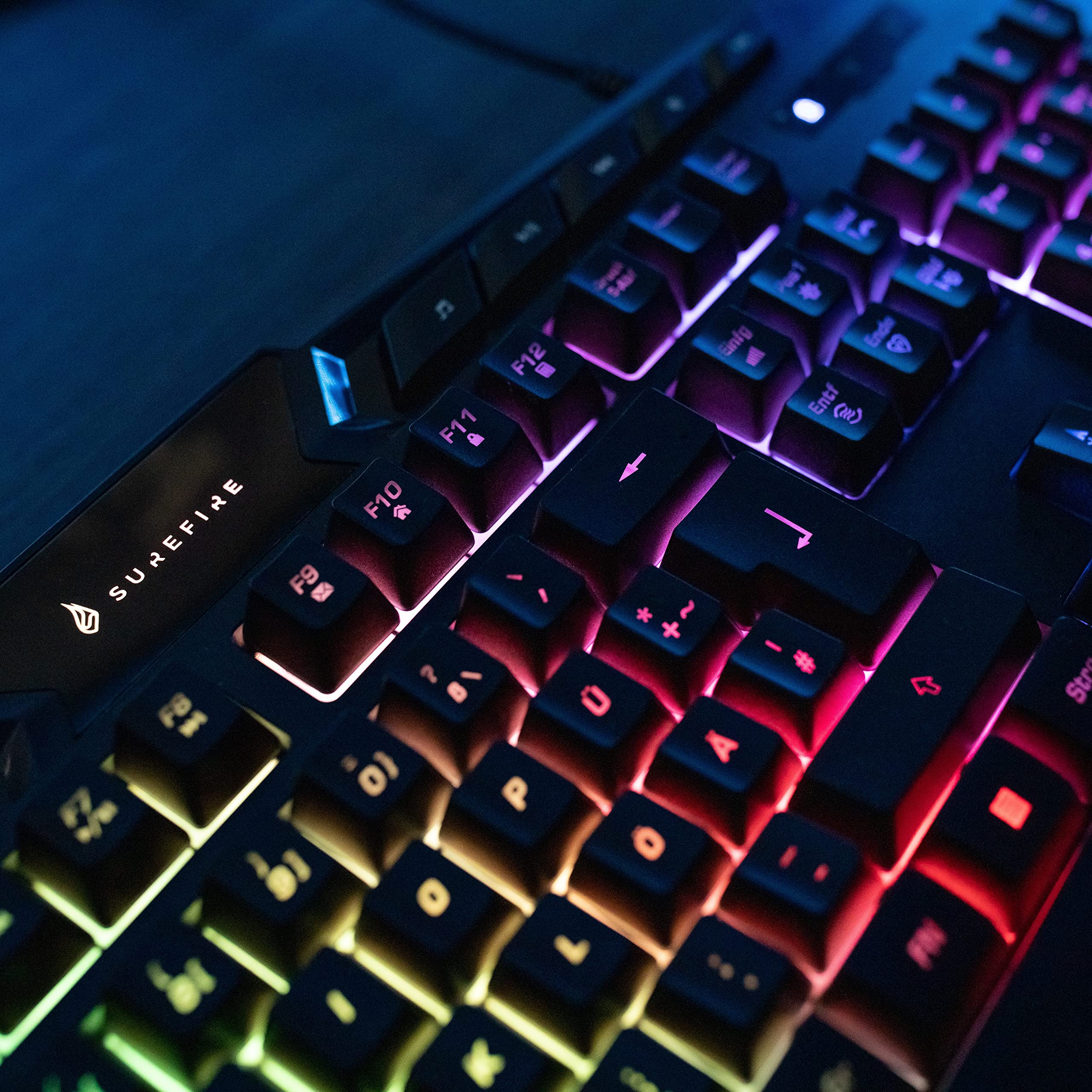 SureFire Kingpin Italian Gaming Keyboard - RGB Backlit Mechanical Keyboard with USB Cable, 25 Anti-Ghosting Keys, QWERTY Layout - Perfect for PC Gaming, Streaming & Office Work