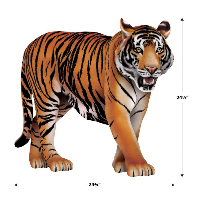 12 Pack Beistle Jointed Tiger Wall Decorations - Realistic 3D Animal Cutouts for Jungle Themed Parties, Classroom Decor, and Kids Room Wall Art