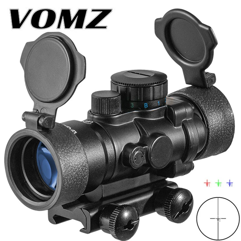 VOMZ 3.5X30 RGB Tactical Laser Sight - Red/Green Dot Scope with Tri-Illumination & Fiber Optics | Compact Design for Hunting, Airsoft & Tactical Shooting