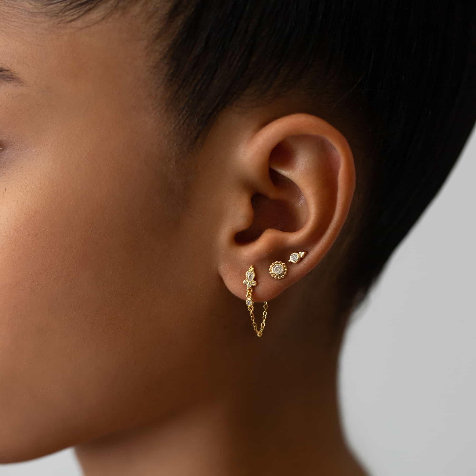 Tiny Crystal Bead Halo Stud Earrings - Elegant Dainty Jewelry for Women - Perfect for Everyday Wear, Parties & Special Occasions