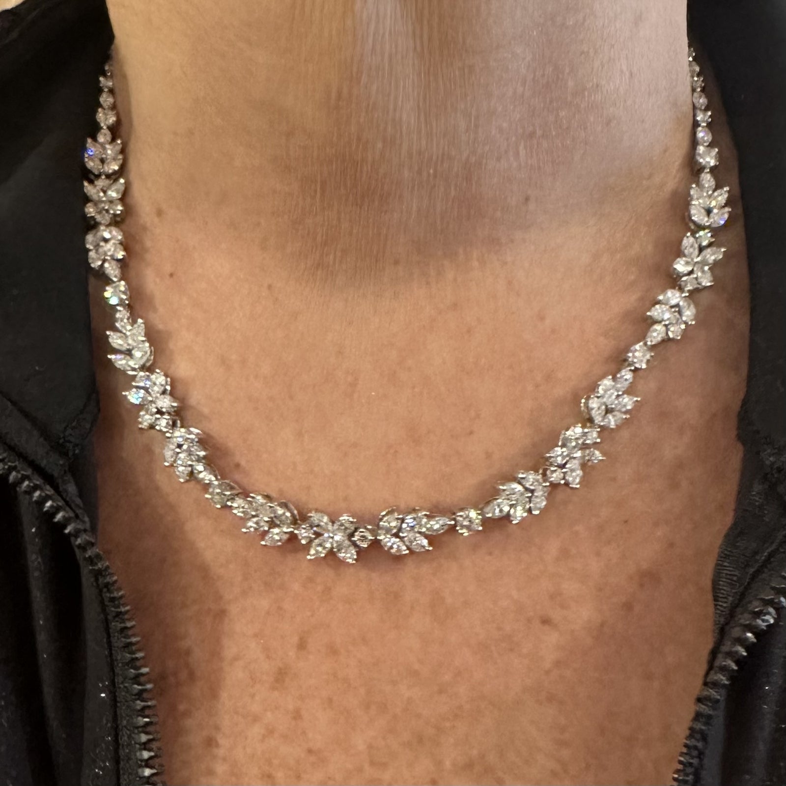 Tiffany & Co Victoria Platinum 15.92 Carat Diamond Mixed Cluster Necklace - Elegant Jewelry for Weddings, Anniversaries & Special Occasions