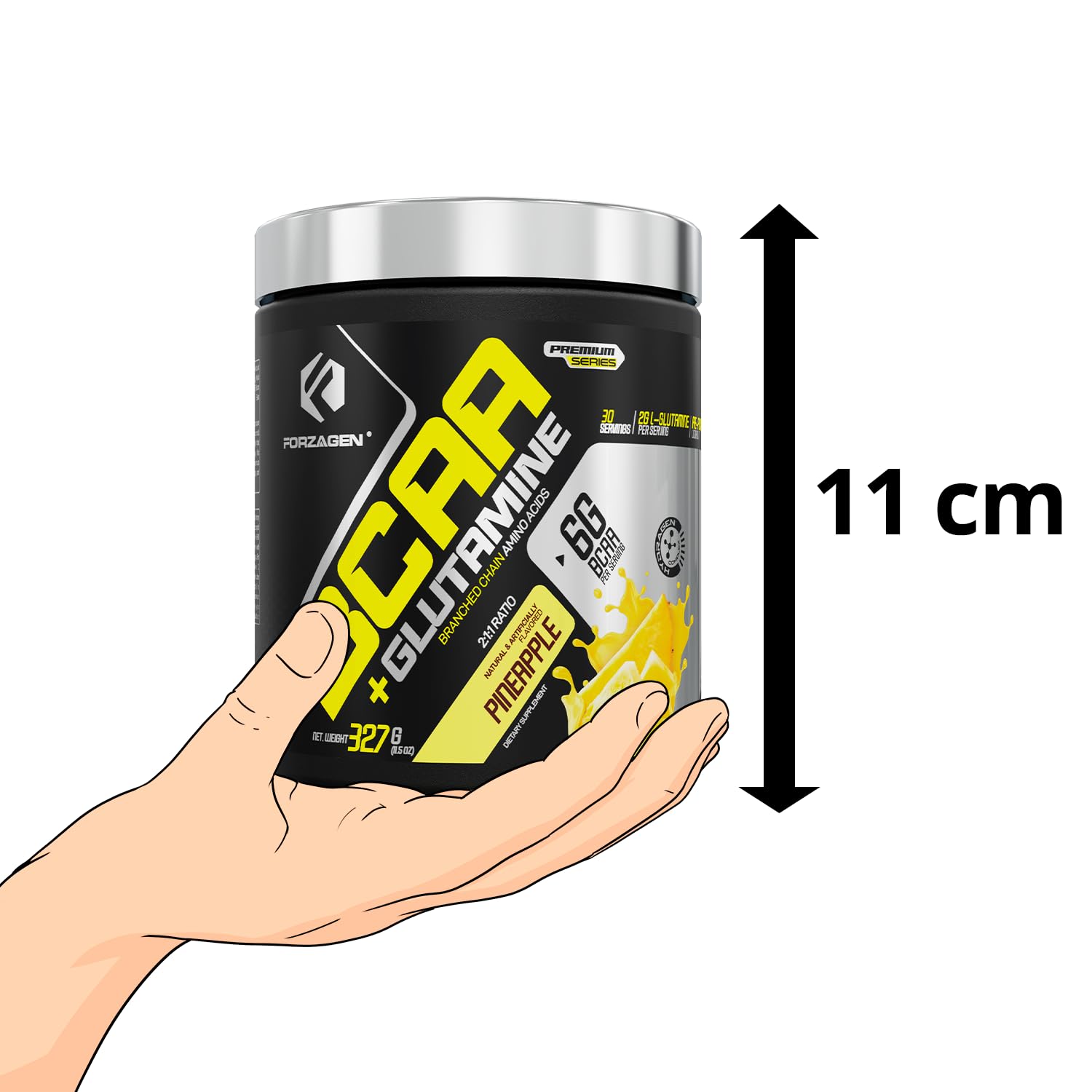 Forzagen BCAA Amino Acids Powder with Glutamine - Branched Chain Amino Acid Supplement for Pre & Post Workout - Muscle Recovery & Lean Energy Powder (30 Servings) | Ideal for Gym, Fitness & Athletic Performance