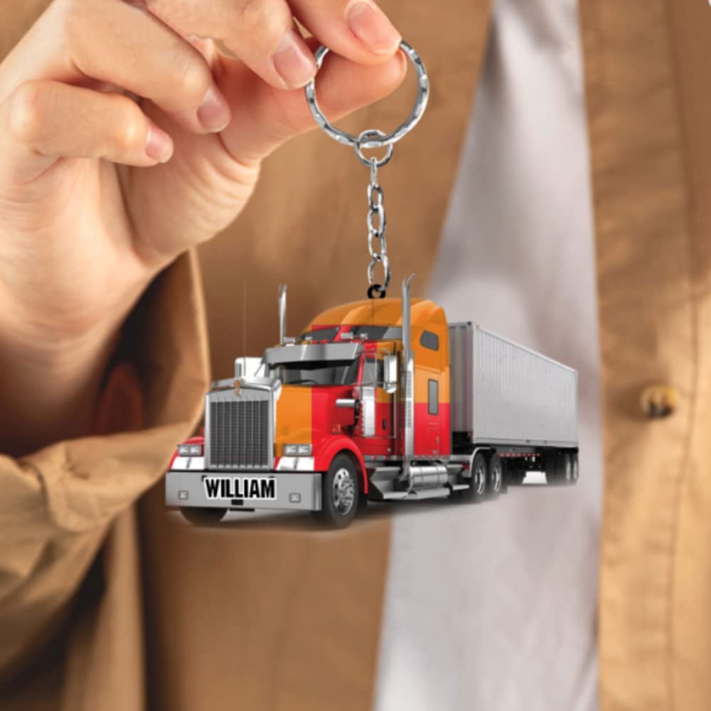 Custom Trucker Acrylic Keychain - Personalized Truck Driver Gift for Men - Great Father's Day Present - Ideal for Work Keys, Car Keys & Gift Giving