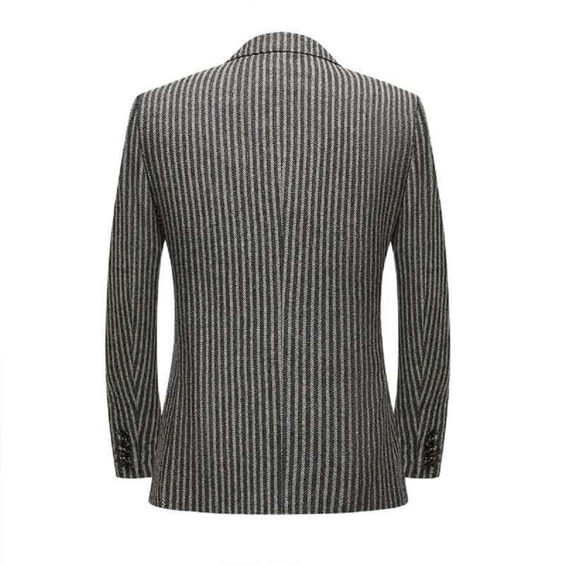 Men's Slim Fit 3-Button Vertical Stripe 2-Piece Suit Set with Blazer & Pants - Formal Business Attire for Office, Dinner, Prom & Special Occasions