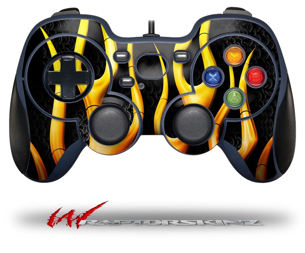 Logitech F310 Gamepad Skin - Metal Flames Decal for Gaming Enthusiasts