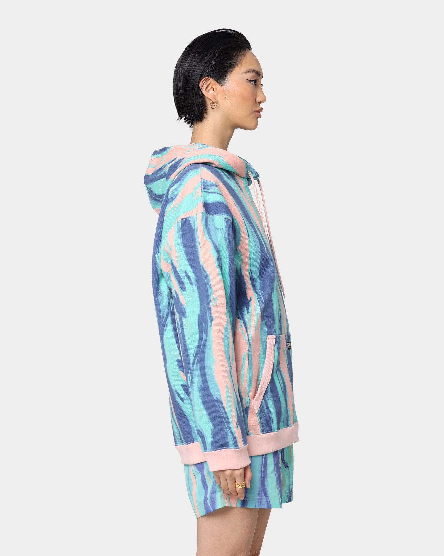 Adidas Marbled Paint Hoodie for Women - Vapour Pink/Mulberry - Stylish Pullover Sweatshirt for Casual Wear, Gym & Street Fashion