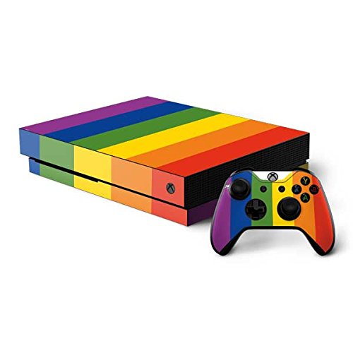 Skinit Custom Gaming Skin for Xbox One X Bundle - Original Vertical Rainbow Flag Design | Durable Vinyl Decal for Enhanced Console Protection & Style