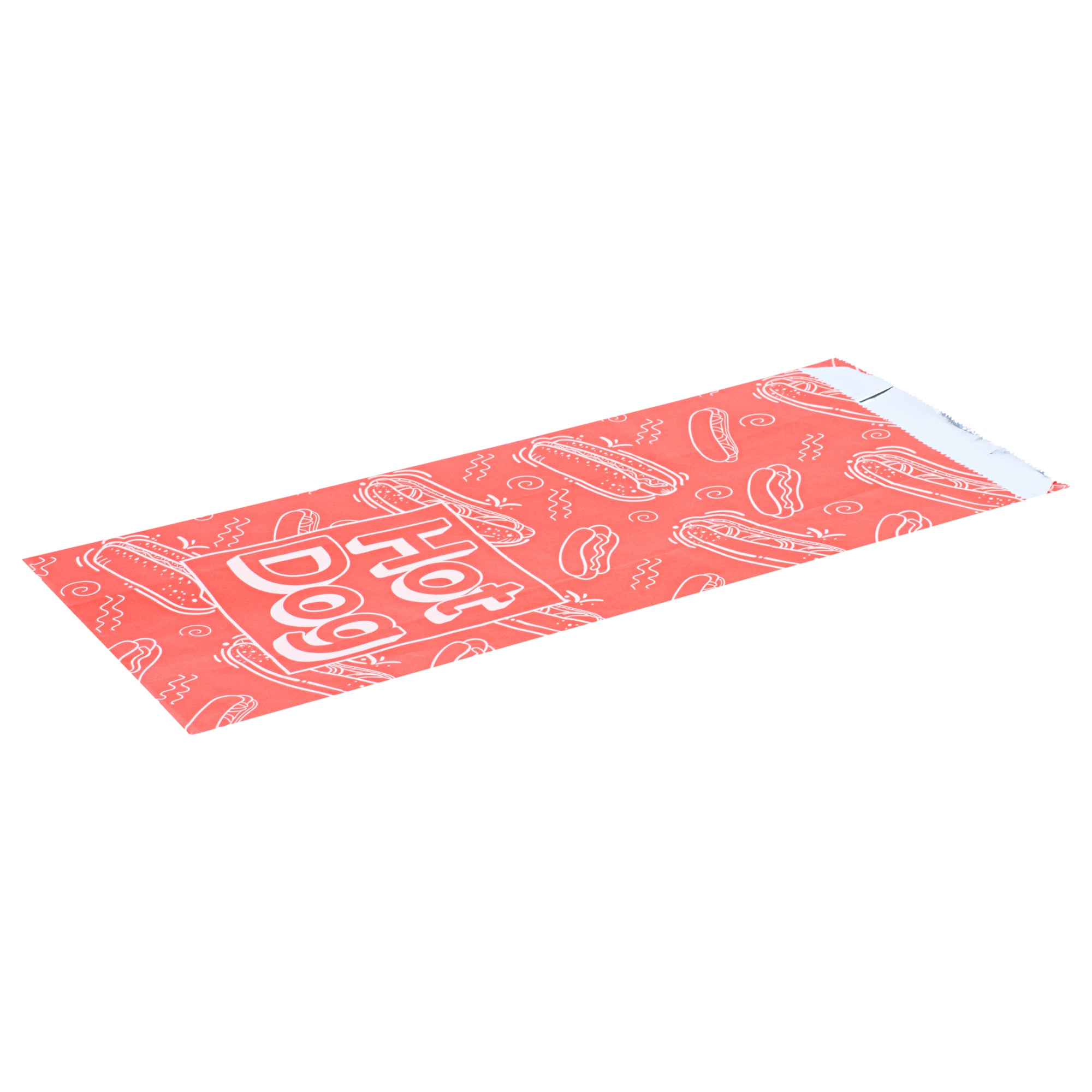 Red Printed Hot Dog Foil Bags - 5.5 x 3.25 x 12 Inches (100 Count) | Food Safe, Grease Resistant | Perfect for Food Trucks, Concessions & Party Catering