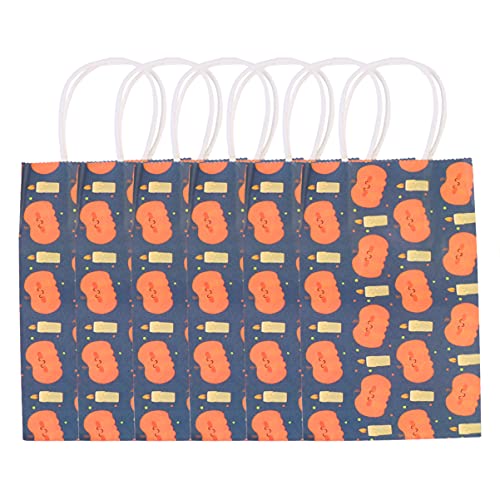 TOYANDONA 12-Pack Halloween Pumpkin Printed Paper Tote Bags - Eco-Friendly Trick or Treat Goodie Bags with Handles for Candy, Cookies & Party Favors | Perfect for Halloween Parties, School Events & Gift Wrapping