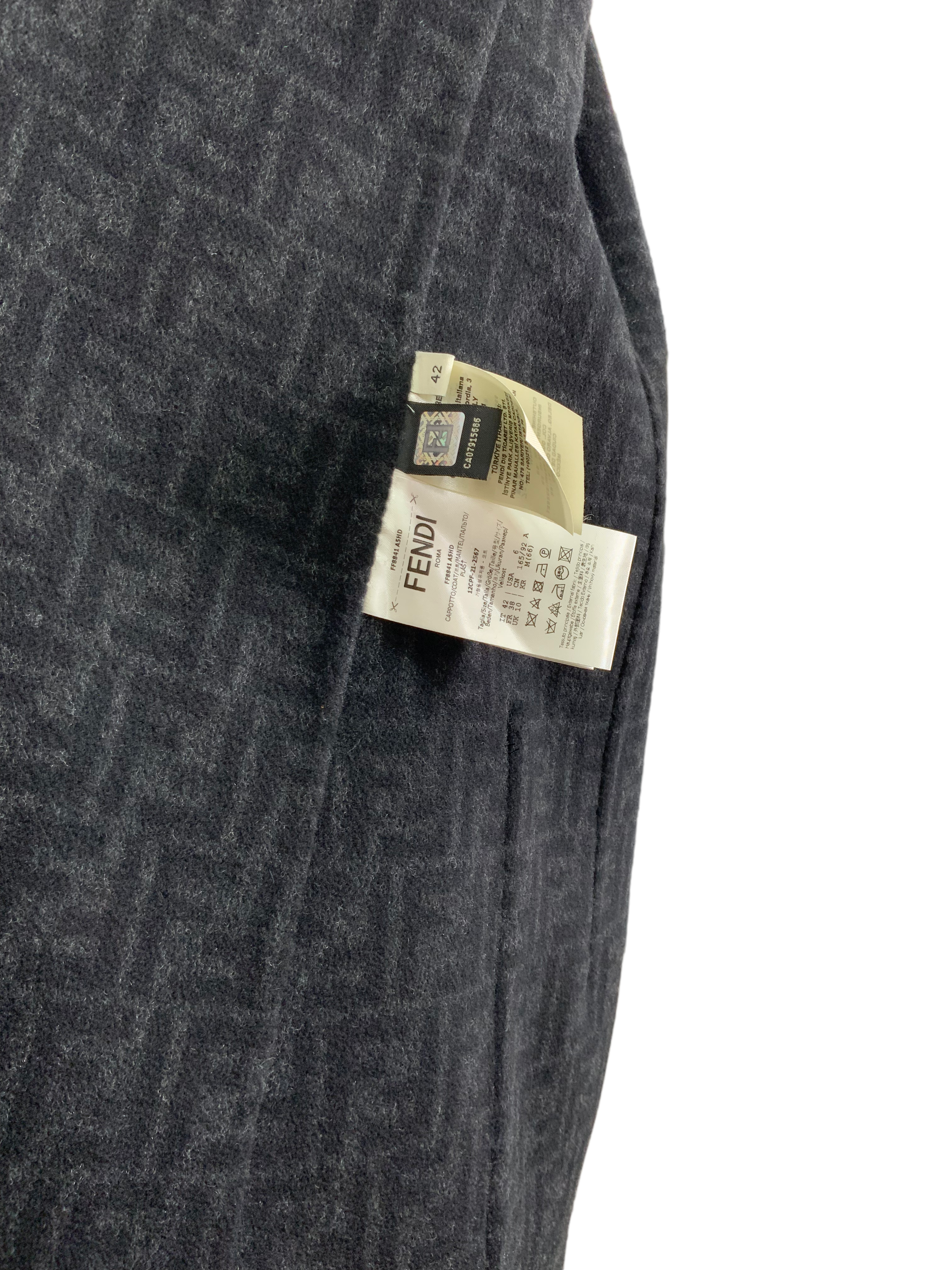 FENDI Women's Wool Long Coat with FF Logo Belt - Size M | Elegant Winter Outerwear for Office & Evening Events
