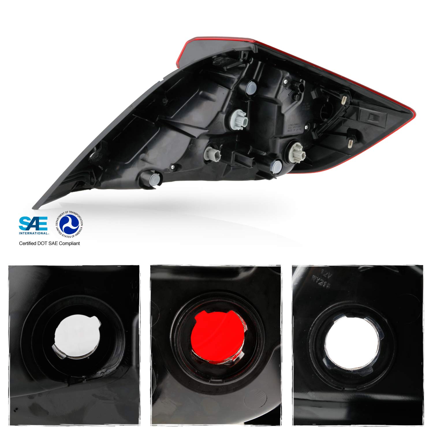 AKKON Red Smoked LED Tail Lights Pair for 2016-2021 Honda Civic Sedan - Left Driver & Right Passenger Side - US Built - Enhances Rear Visibility & Style for Night Driving & Car Shows