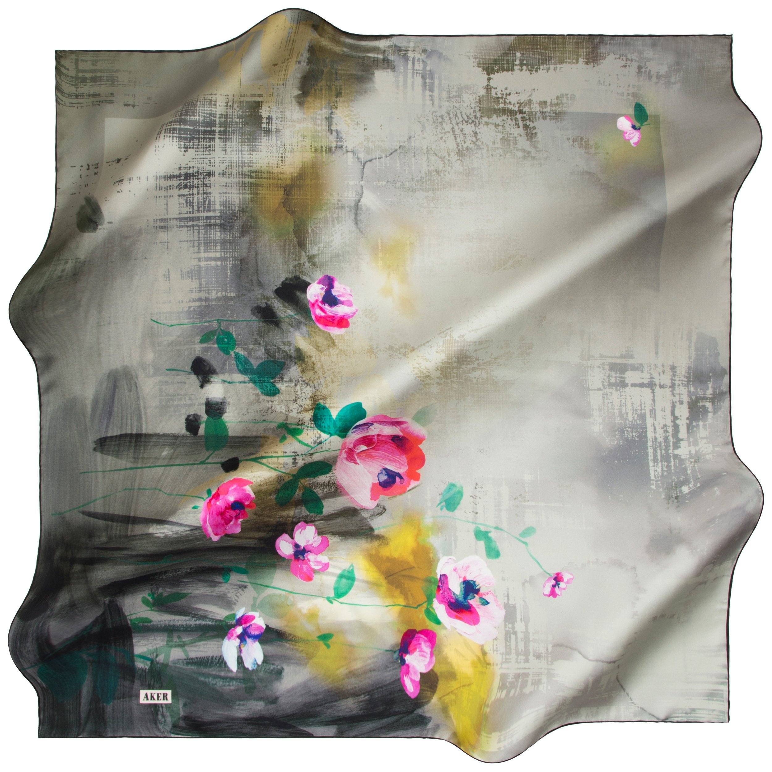 Aker Watercolor Silk Hair Wrap No. 12 - Premium Satin Hair Scarf for Women, Soft Headband for Sleeping, Styling & Travel Accessories