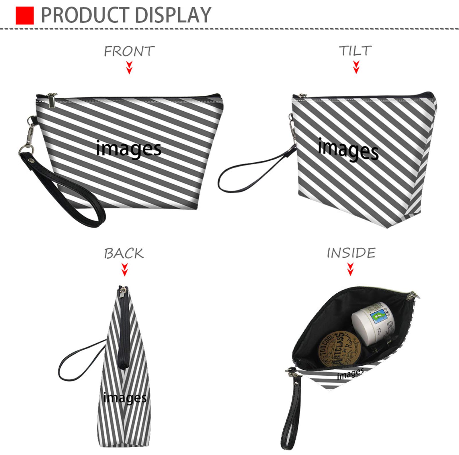 Jeiento PU Leather Wristlet Cosmetic Bag - Travel Makeup Organizer for Women | Aztec Horse Pattern | Perfect for Toiletries & Travel Essentials