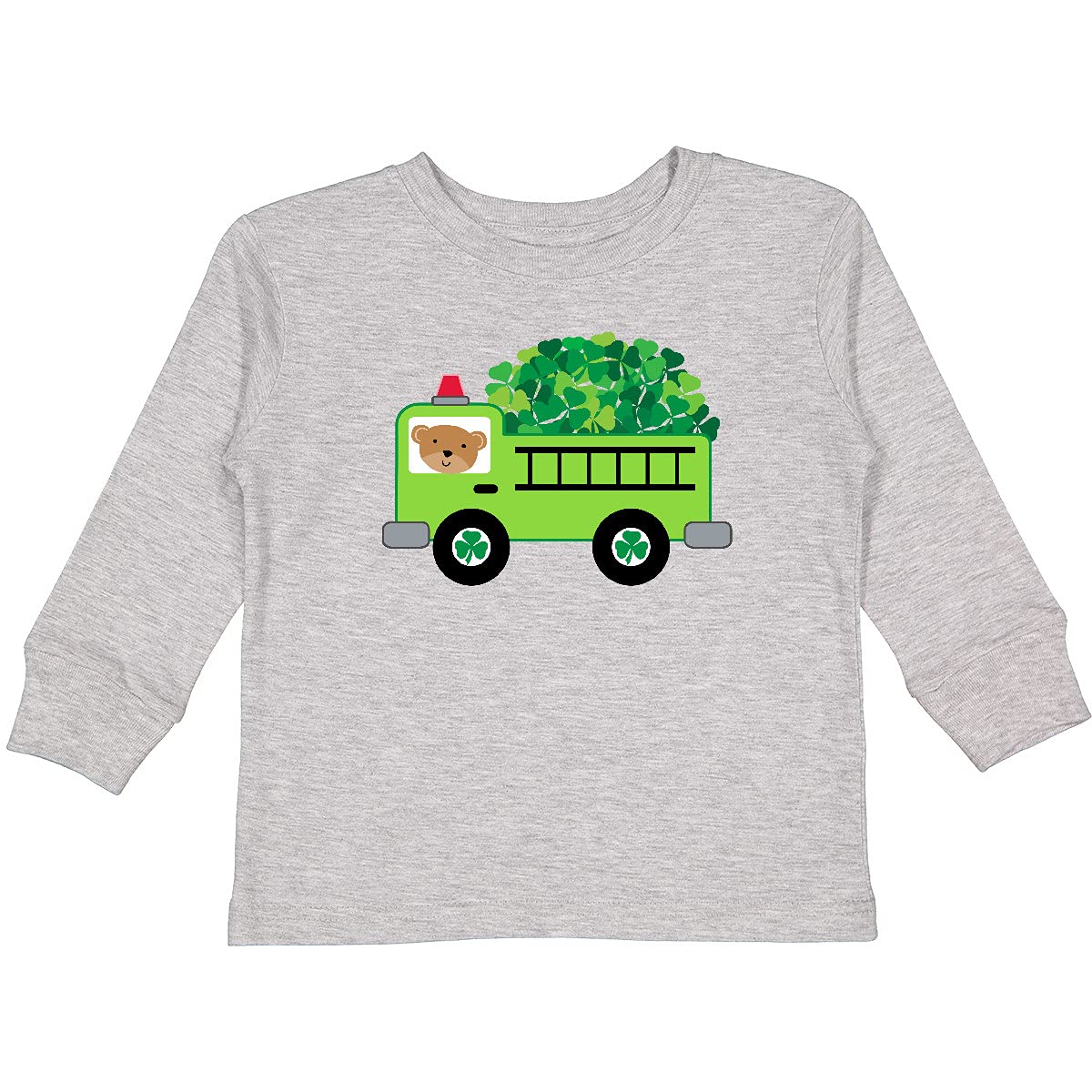 Inktastic Irish St. Patrick's Day Fire Truck Toddler Long Sleeve T-Shirt - Cute Holiday Outfit for Boys & Girls - Perfect for St. Patrick's Day Celebrations, Parades & Family Photos