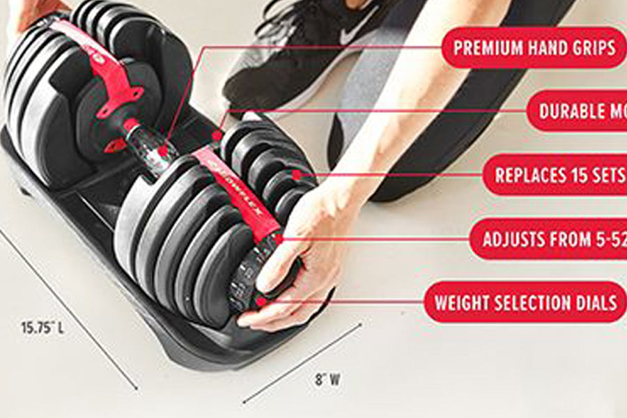 Bowflex SelectTech 5-52 lbs Adjustable Dumbbells Set - Home Gym Strength Training Equipment for Weight Lifting & Fitness Workouts