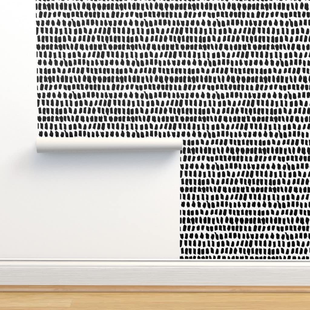 Abstract Scandinavian Style Peel & Stick Wallpaper - 12ft x 2ft Removable Self-Adhesive Wallpaper with Black & White Stripes & Spots | Gender Neutral Nursery, Bedroom, Living Room Decor | Easy DIY Home Improvement by Spoonflower