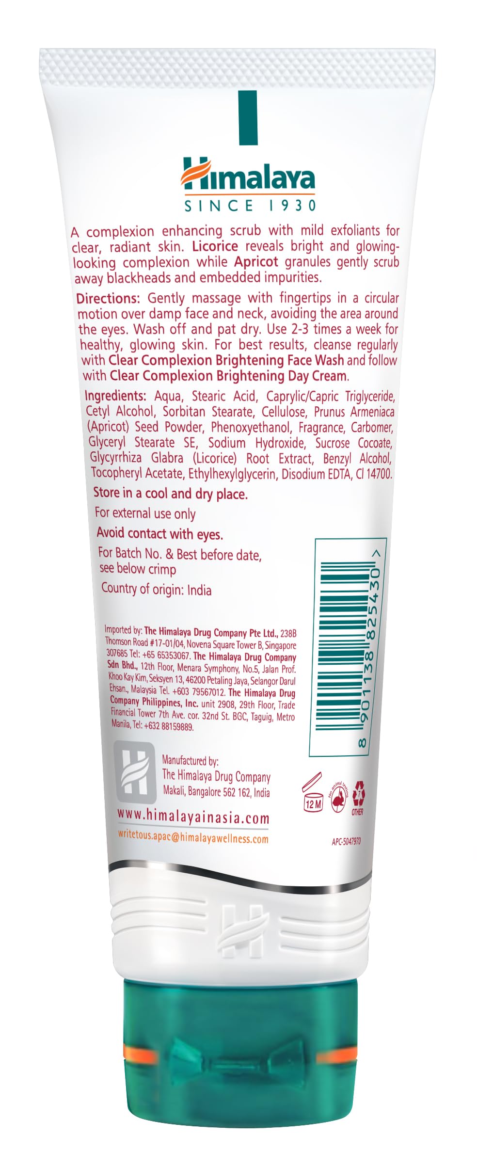 Himalaya Herbals Clear Complexion Whitening Face Scrub 100g - Exfoliating & Brightening Facial Cleanser for Glowing Skin | Perfect for Daily Skincare Routine & Acne Treatment