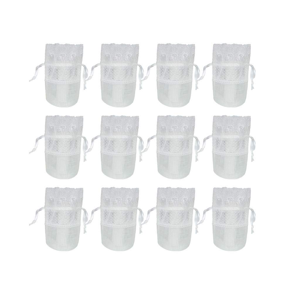 TENDYCOCO 24Pcs White Organza Drawstring Bags - Elegant Lace Pouches for Candy, Jewelry, Wedding Favors, Party Gifts & Home Storage | Perfect for Bridal Showers, Baby Showers, Birthday Parties and Event Decorations