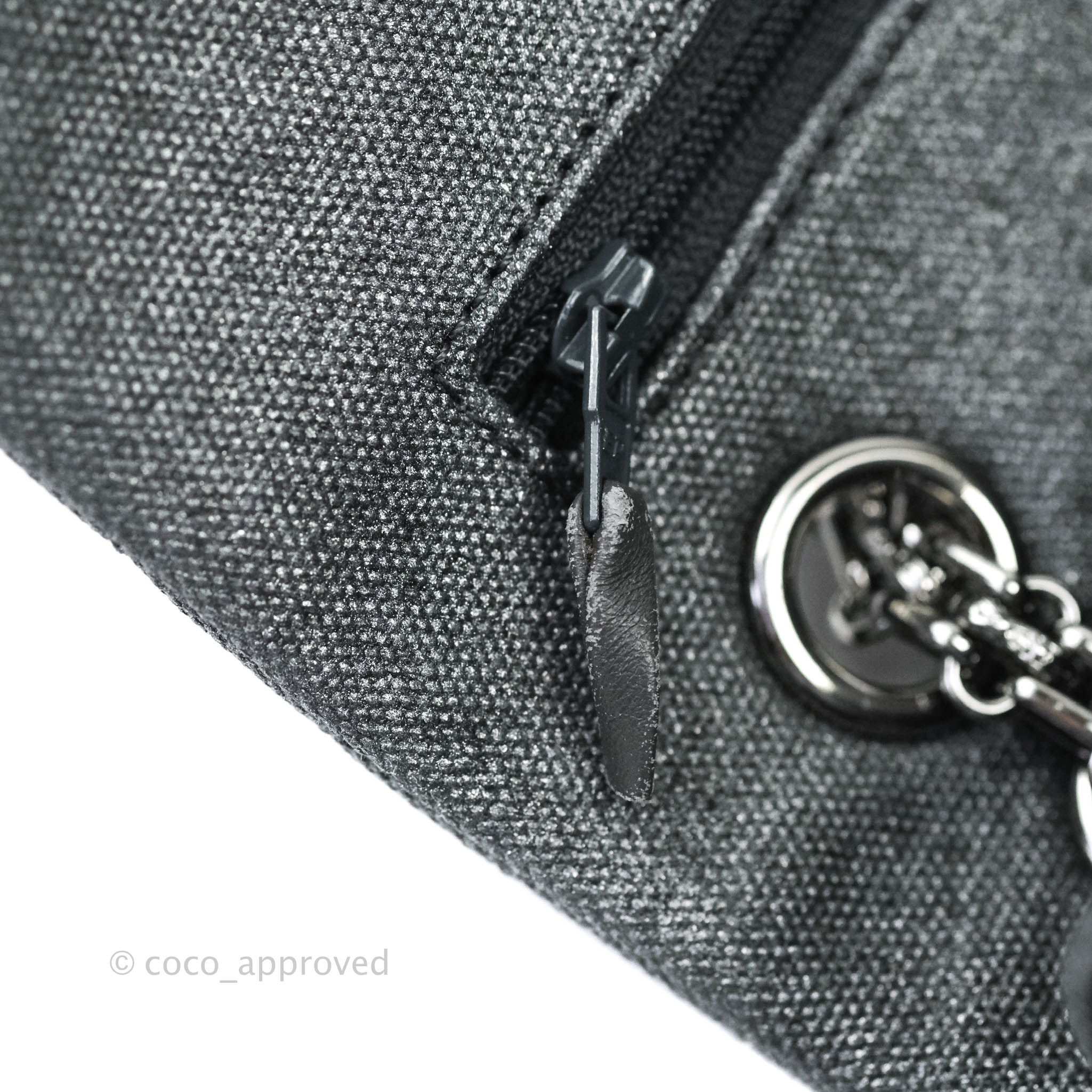 Chanel 2.55 Reissue Lucky Charms 225 Flap Bag in Iridescent Metallic Grey Canvas with Gun Metal Hardware - Perfect for Evening Events & Luxury Fashion Collectors
