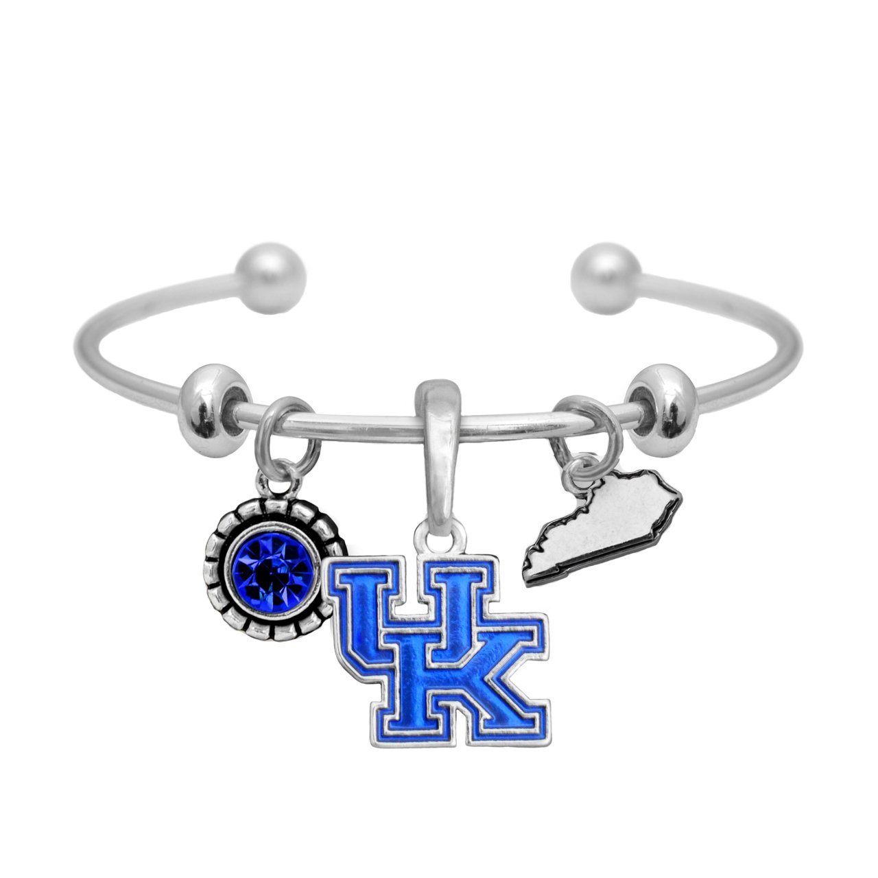 Kentucky Wildcats Home Sweet Home Silver Crystal Cuff Bracelet - NCAA Sports Fan Jewelry for Women & Men - Perfect for Game Day, Graduation Gifts & Kentucky Pride Accessories