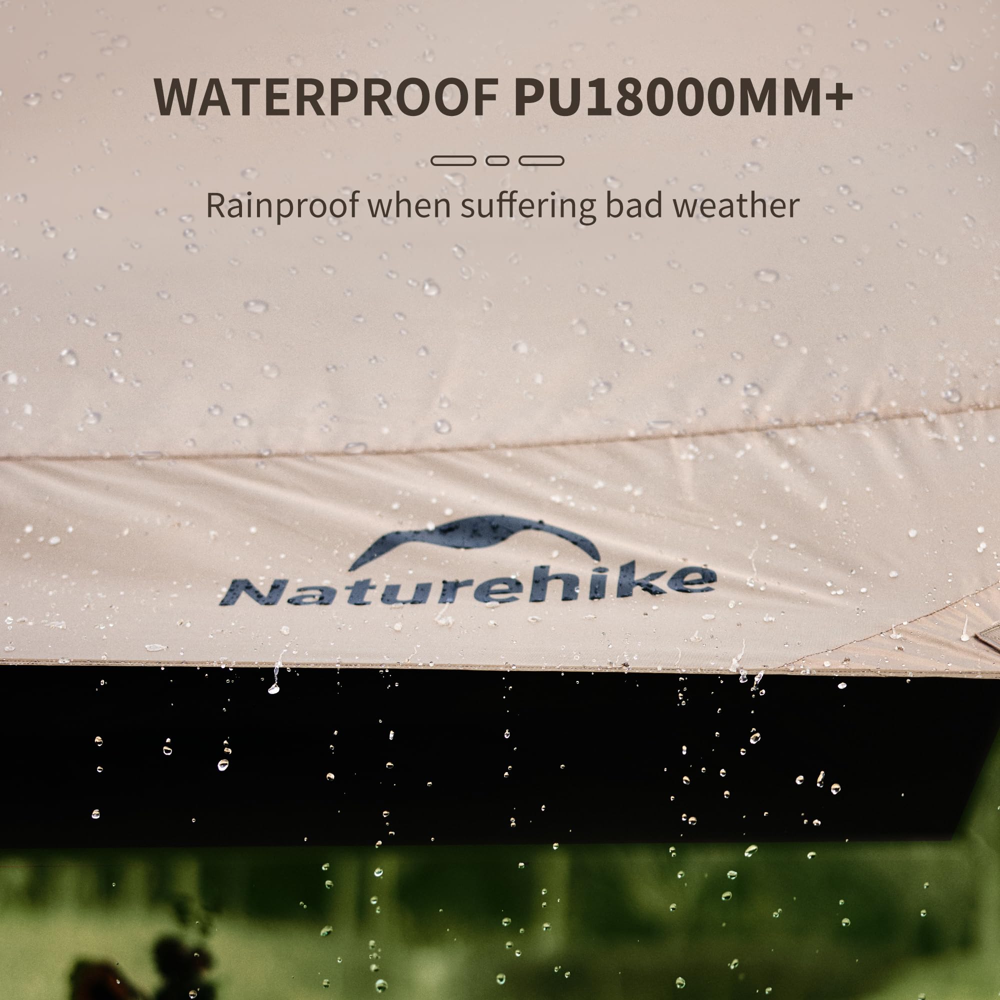 Naturehike Waterproof Camping Tent Tarp with Poles - PU 18000mm+ Rainproof, UV Protection UPF2000+ Sun Shelter - Lightweight Outdoor Canopy for Camping, Hiking, Beach, Picnic & Backyard Parties (16.4x12.5ft) CNK2350WS015