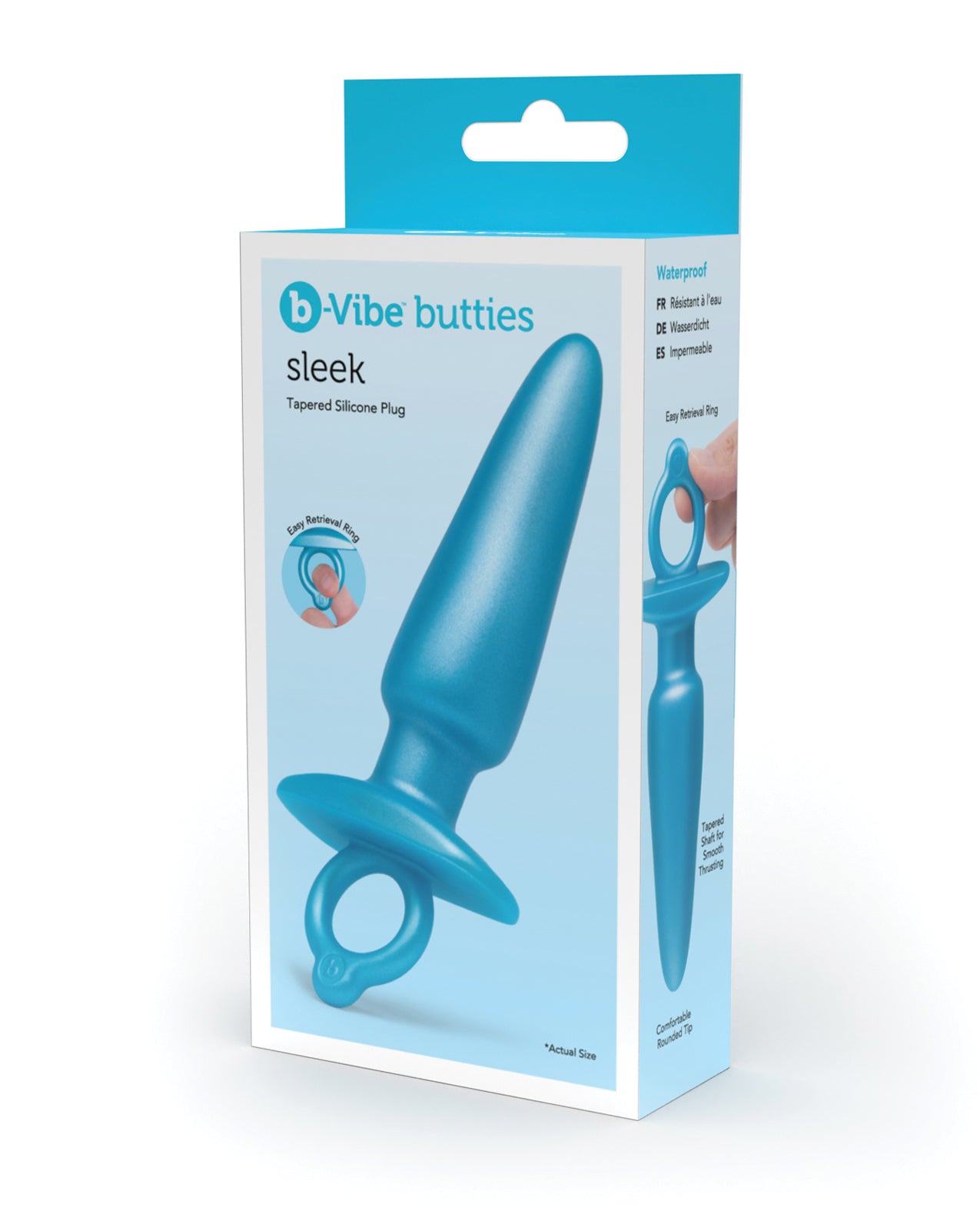 B Vibe Sleek Silicone Butt Plug - Blue | Comfortable & Discreet Anal Toy for Beginners & Advanced Users | Perfect for Solo Play & Couples Intimacy