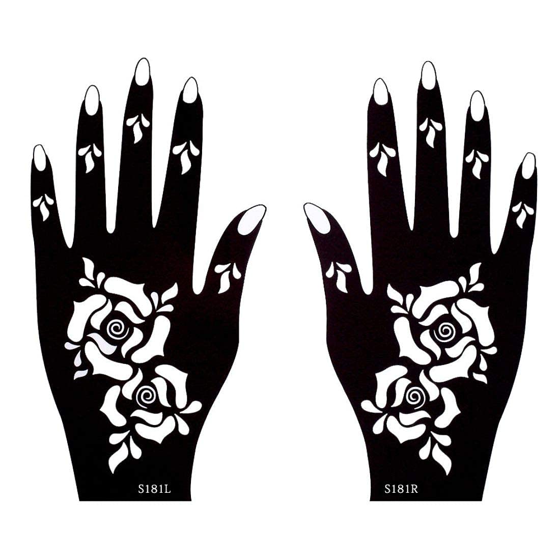 IVANA'S Henna Tattoo Stencil Kit for Hands, Body, Fingers & Face - Temporary Mehndi Art for Kids, Women & Girls - NIV-37 Black Design - Perfect for Parties, Weddings & Festivals