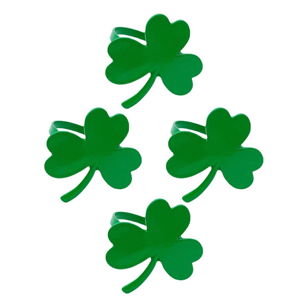 VALICLUD 4-Piece Shamrock Napkin Rings Set - St. Patrick's Day & Valentine's Day Napkin Holders - Decorative Tableware for Holiday Parties, Weddings, and Special Occasions
