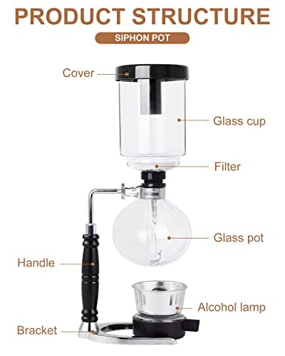 Premium YUCHENGTECH 5-Cup (600ml) Glass Siphon Coffee Maker - Vacuum Brewing System for Home & Cafe Use | Perfect for Pour Over, Cold Brew & Specialty Coffee Preparation