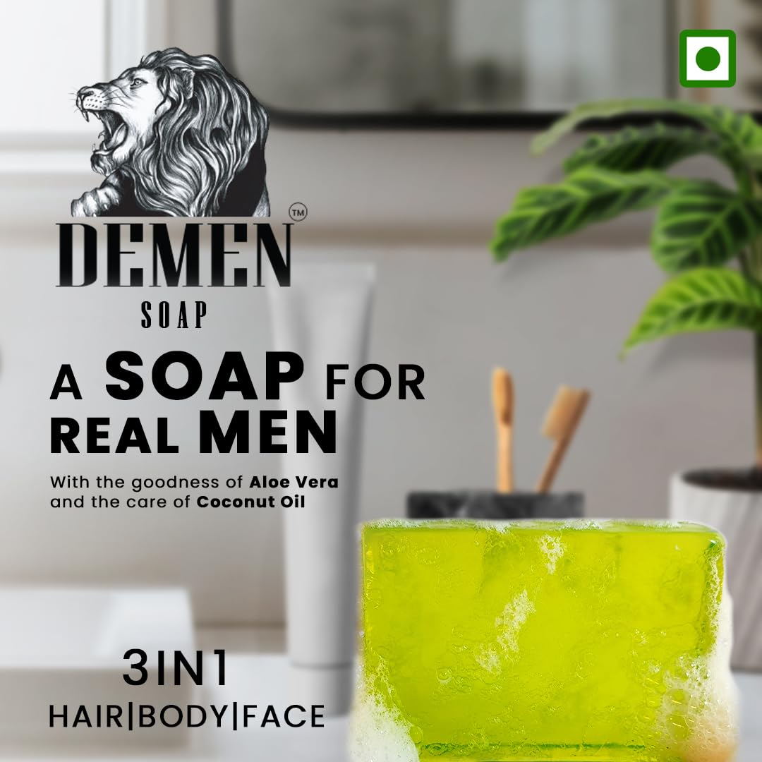 Natural Demen Soap Bar (4-Pack, 100g Each) - Gentle Cleansing for Sensitive Skin, Perfect for Daily Use & Travel