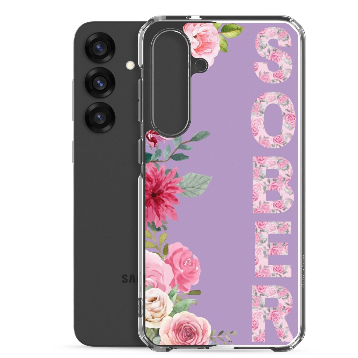 SOBER Rose Gold Chinoiserie Floral Samsung Phone Case - Clear Protective Cover for Galaxy S23/S22/S21 - Stylish & Durable for Everyday Use