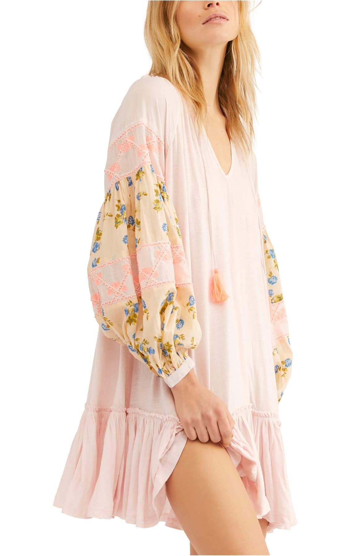 Free People Women's Mix It Up Tunic Dress - Flowy Boho Chic Long Sleeve Casual Dress for Women | Perfect for Beach, Music Festivals & Everyday Wear
