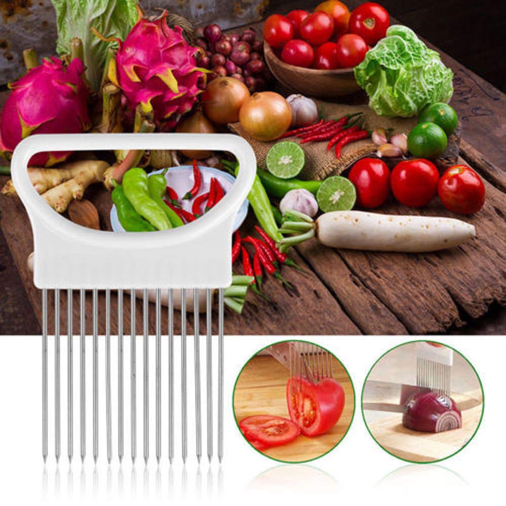 Yu2d Tomato Onion Vegetable Slicer - Safe Cutting Aid Holder with Guide Fork for Perfect Slices | Ideal for Salads, Sandwiches & Meal Prep