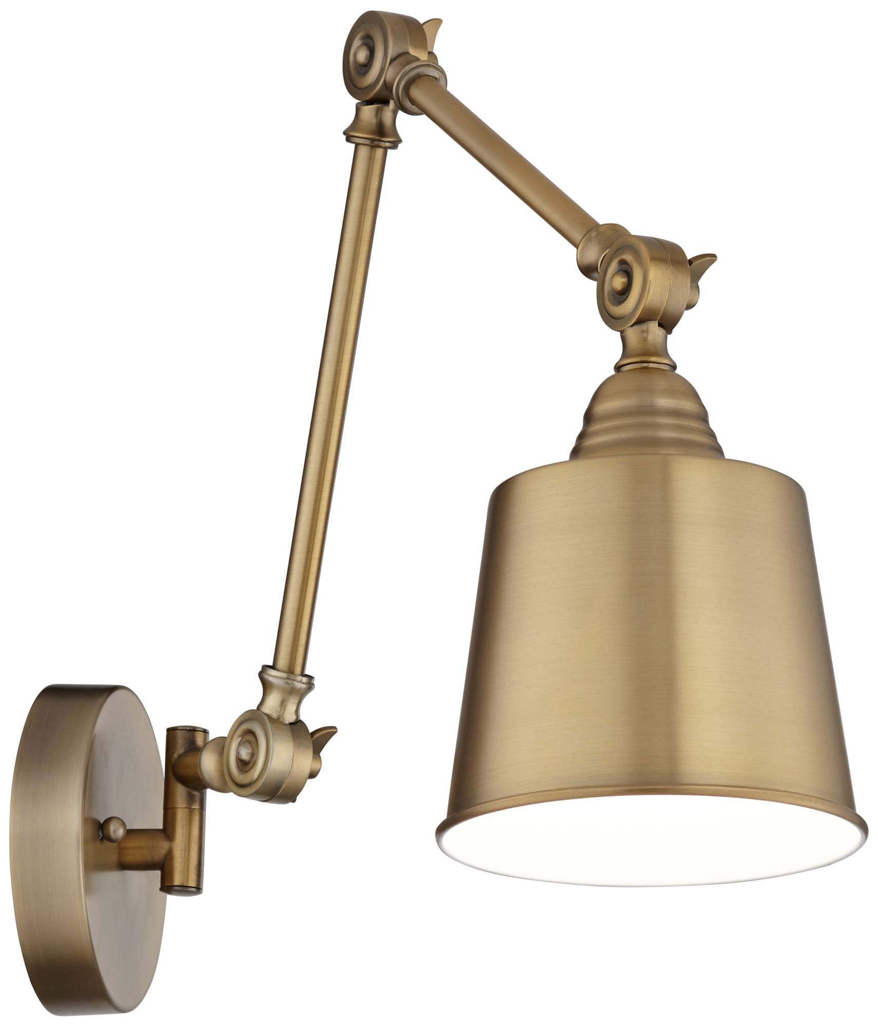 360 Lighting Mendes Modern Wall Lamps Set of 2 - Brass Gold Metal Hardwired Adjustable Cone Shade (5.75