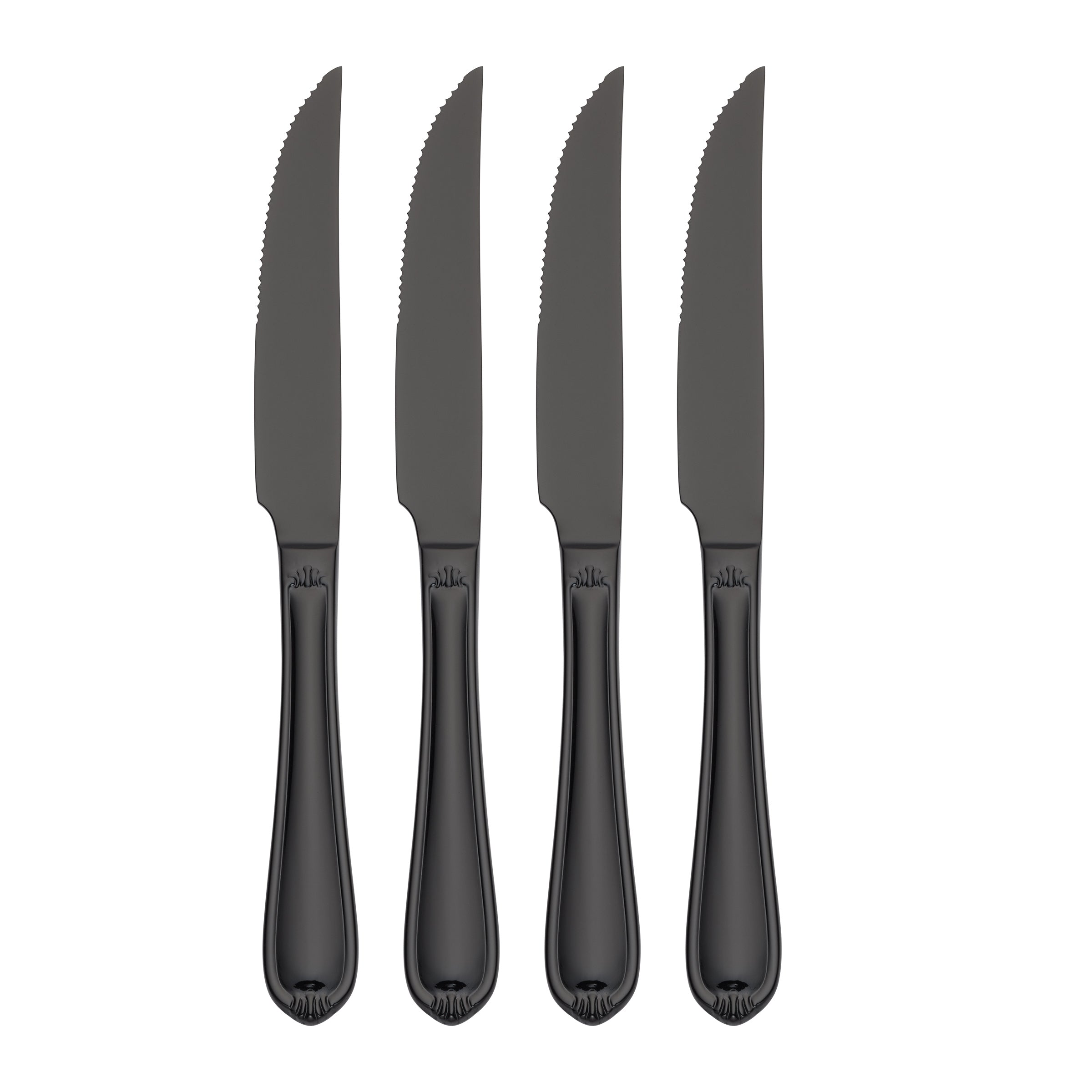 Premium Ivy Way Black Steak Knife Set - 4-Piece High-Quality Stainless Steel Steak Knives for Fine Dining, BBQ & Meat Cutting | Perfect for Restaurants, Home Kitchens & Outdoor Grilling