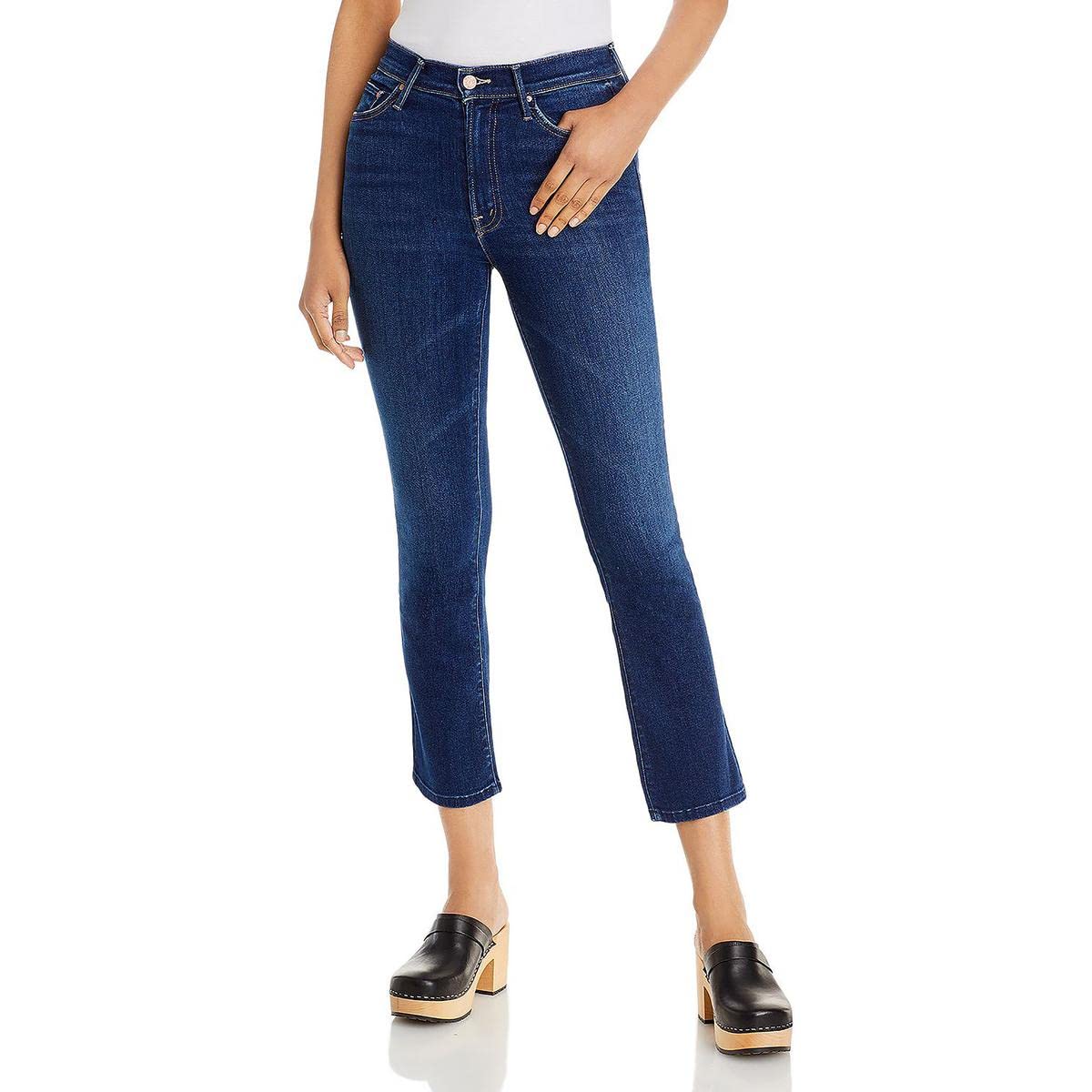 MOTHER Women's Insider Ankle Jeans - High Waist Skinny Stretch Denim Pants for Casual Outfits & Everyday Wear