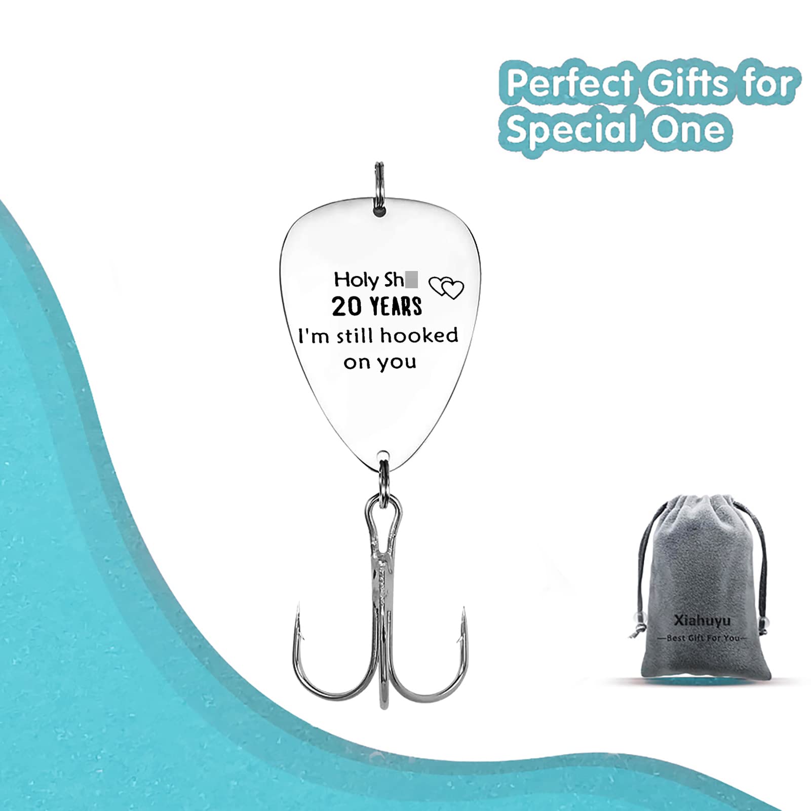 20th Wedding Anniversary Fishing Hook Gift for Husband - 'I'm Still Hooked on You' Personalized Fishing Lure - Romantic 20 Year Anniversary Present for Him - Perfect for Christmas, Valentine's Day & Special Occasions - Great for Anglers & Outdoor Enthusiasts
