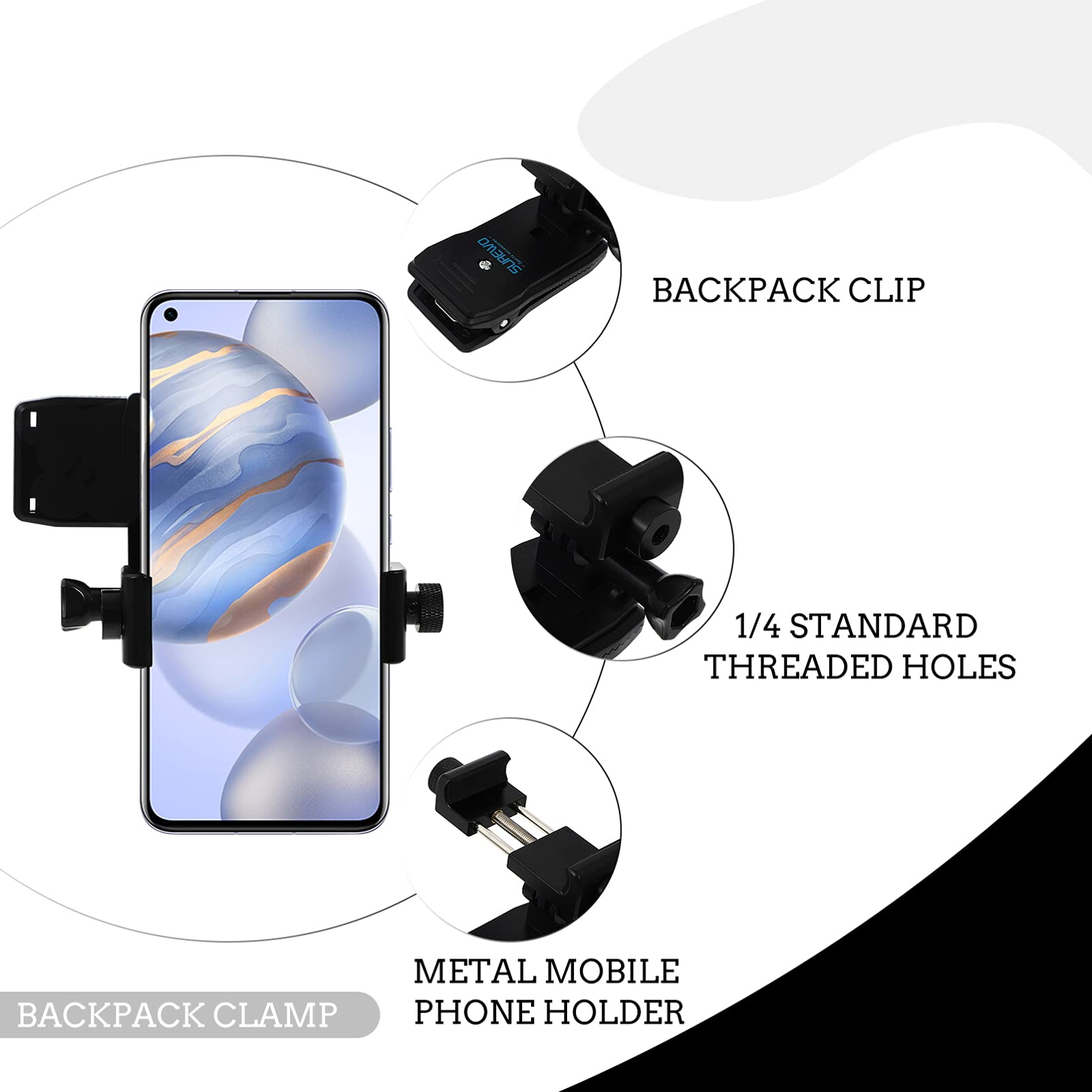UKCOCO Backpack Phone Clip - Anti-Slide Mount for Travel & Hiking