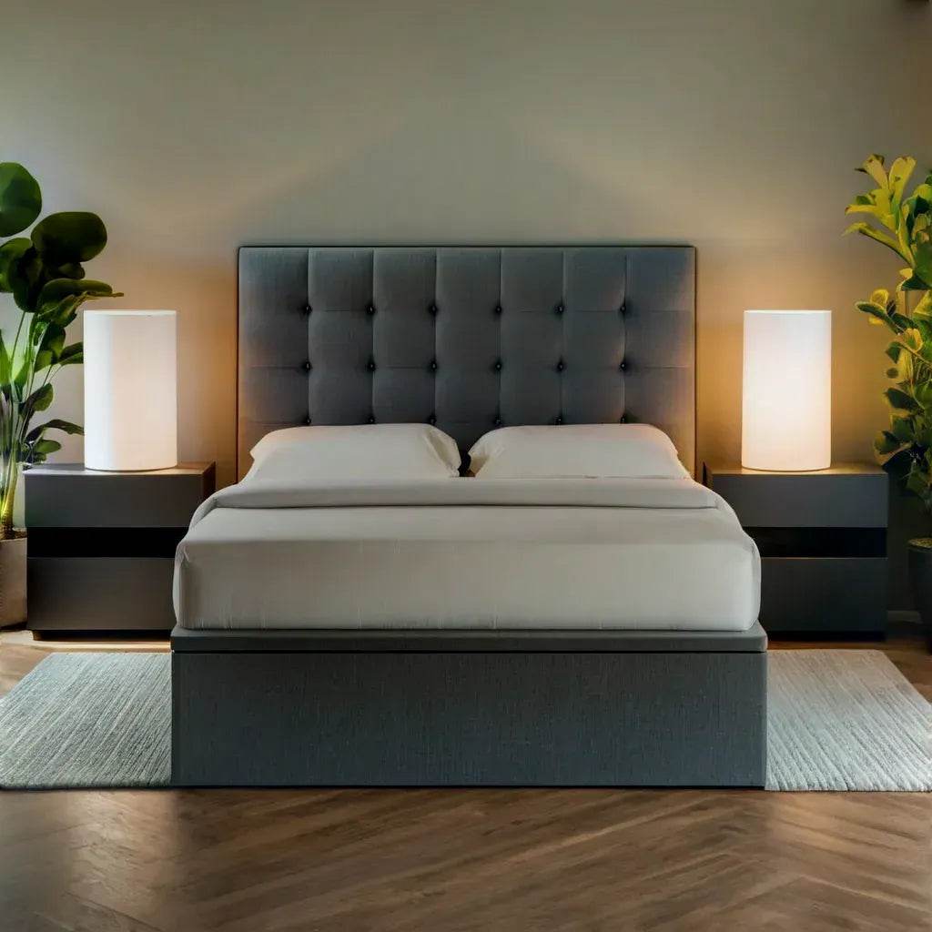 Mancini Belgium Fabric Storage Bed - Waterproof & Durable Platform Bed Frame with Underbed Storage - Perfect for Small Spaces, Apartments & Guest Rooms