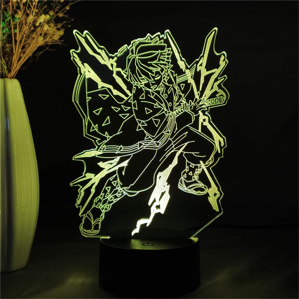 Demon Slayer Zenitsu Agatsuma 3D LED Anime Night Light - Manga Character Desk Lamp for Bedroom, Kids Room Decor | Perfect Gift for Anime Fans, Birthday Present for Boys & Girls | Creates Cozy Ambiance for Sleep, Study, and Relaxation