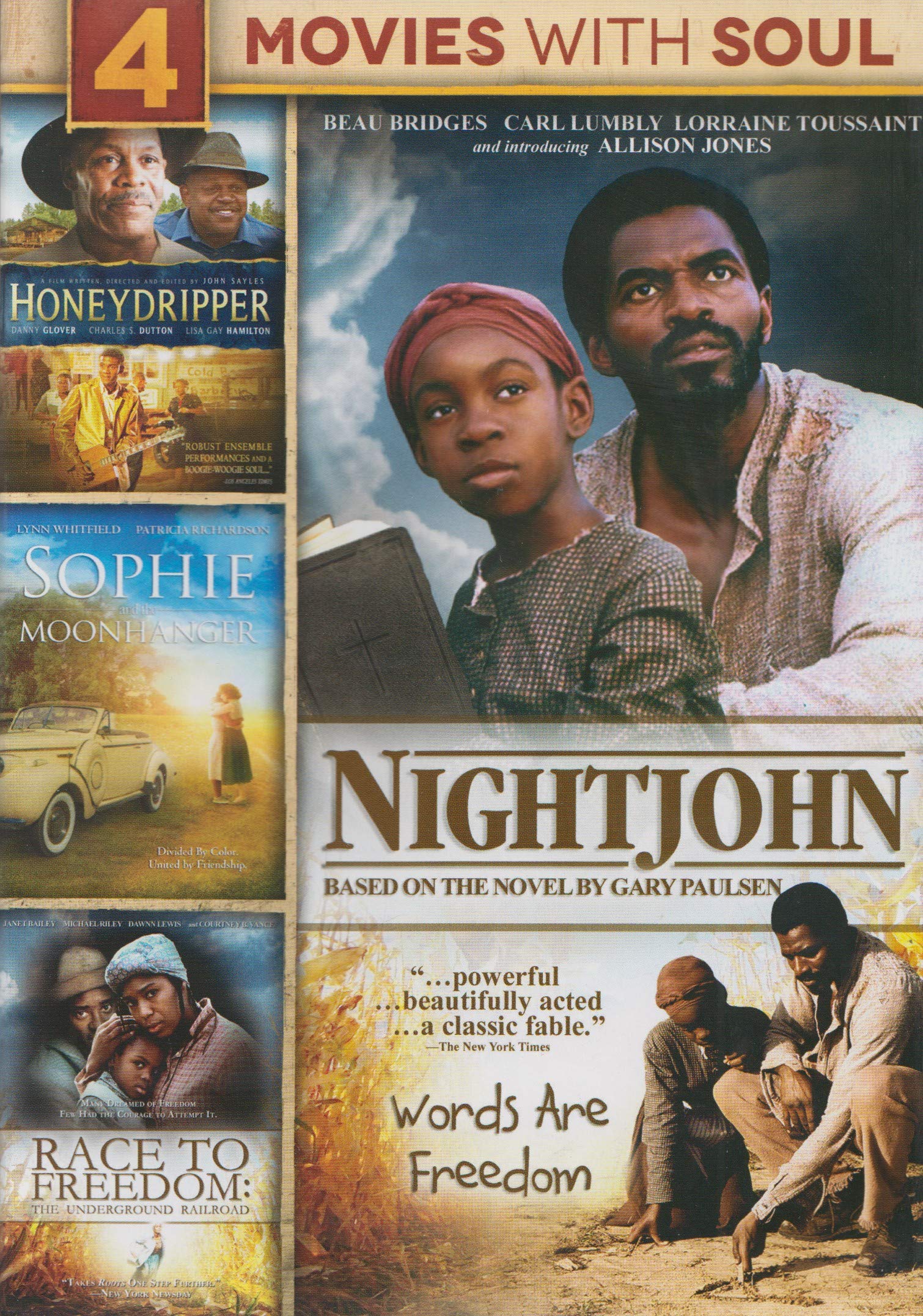 4 Inspirational Soul Movies Collection: Honeydripper, Go Tell It on the Mountain, Sophie and the MoonHanger & Race to Freedom - Perfect for Family Movie Nights and African American History Education