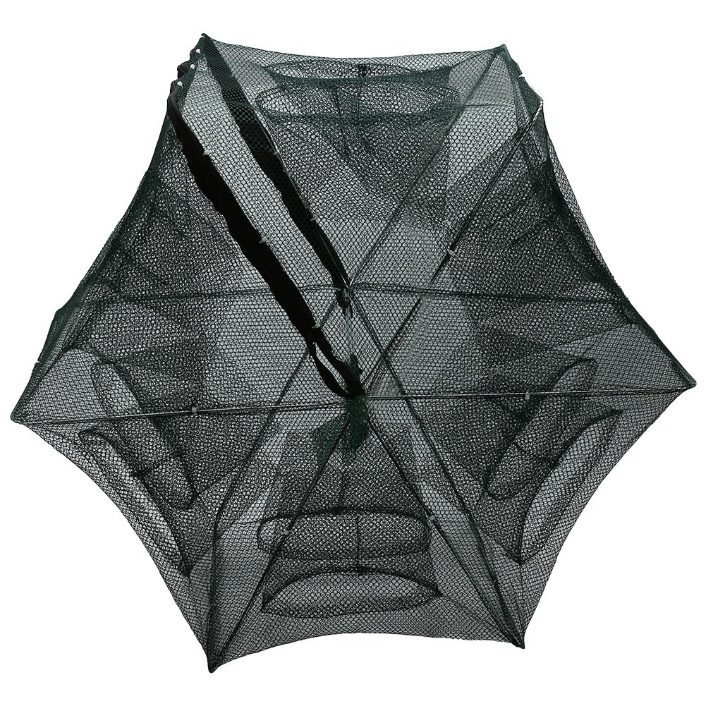 VGEBY1 Fishing Pot - 6/12 Hole Automatic Fishing Trap Bag, Foldable Nylon Shrimp Cage & Crab Trap for Freshwater & Saltwater Fishing - Perfect for Lakes, Rivers, Beaches and Boat Fishing