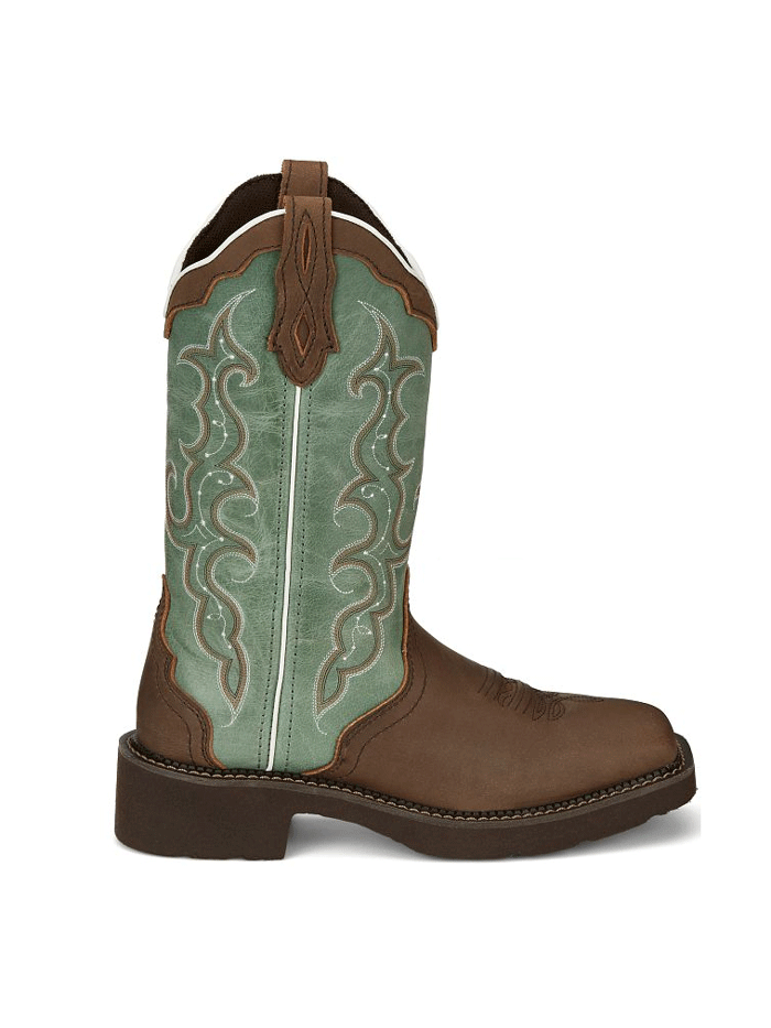 Justin GY2904 Women's RAYA Distressed Brown Water Buffalo Western Boots - Perfect for Country Dancing, Rodeos & Western Fashion