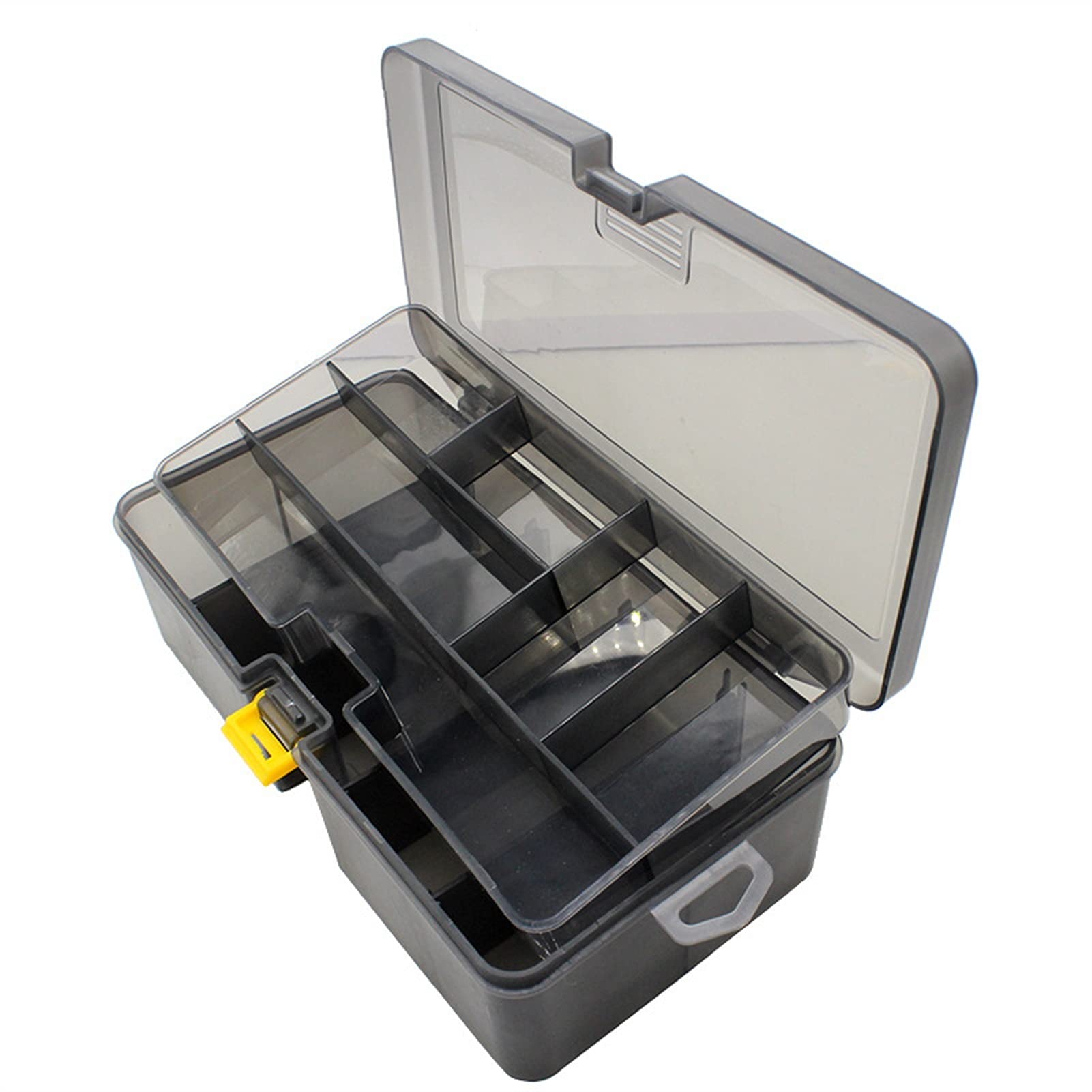 FWEOOFN 1-Piece Plastic Double Layer Waterproof Tool Box - Fishing Tackle Storage Case for Lures, Hooks & Bait | Portable Organizer for Fishing Accessories & DIY Tools | Ideal for Outdoor Fishing Trips & Home Workshop Organization