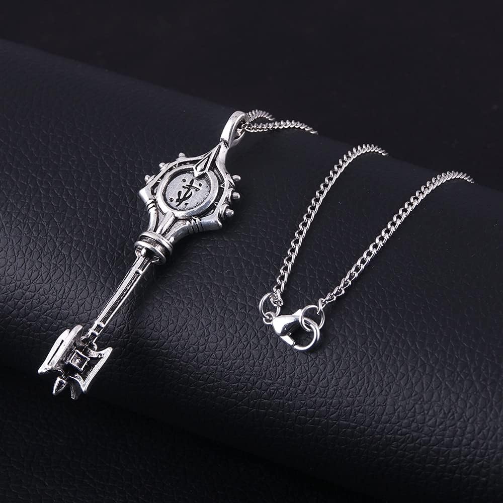 Vintage 3D Double-Sided Engraved Eternal Key Pendant Necklace - Romantic Jewelry Gift for Women, Perfect for Valentine's Day, Anniversary & Special Occasions