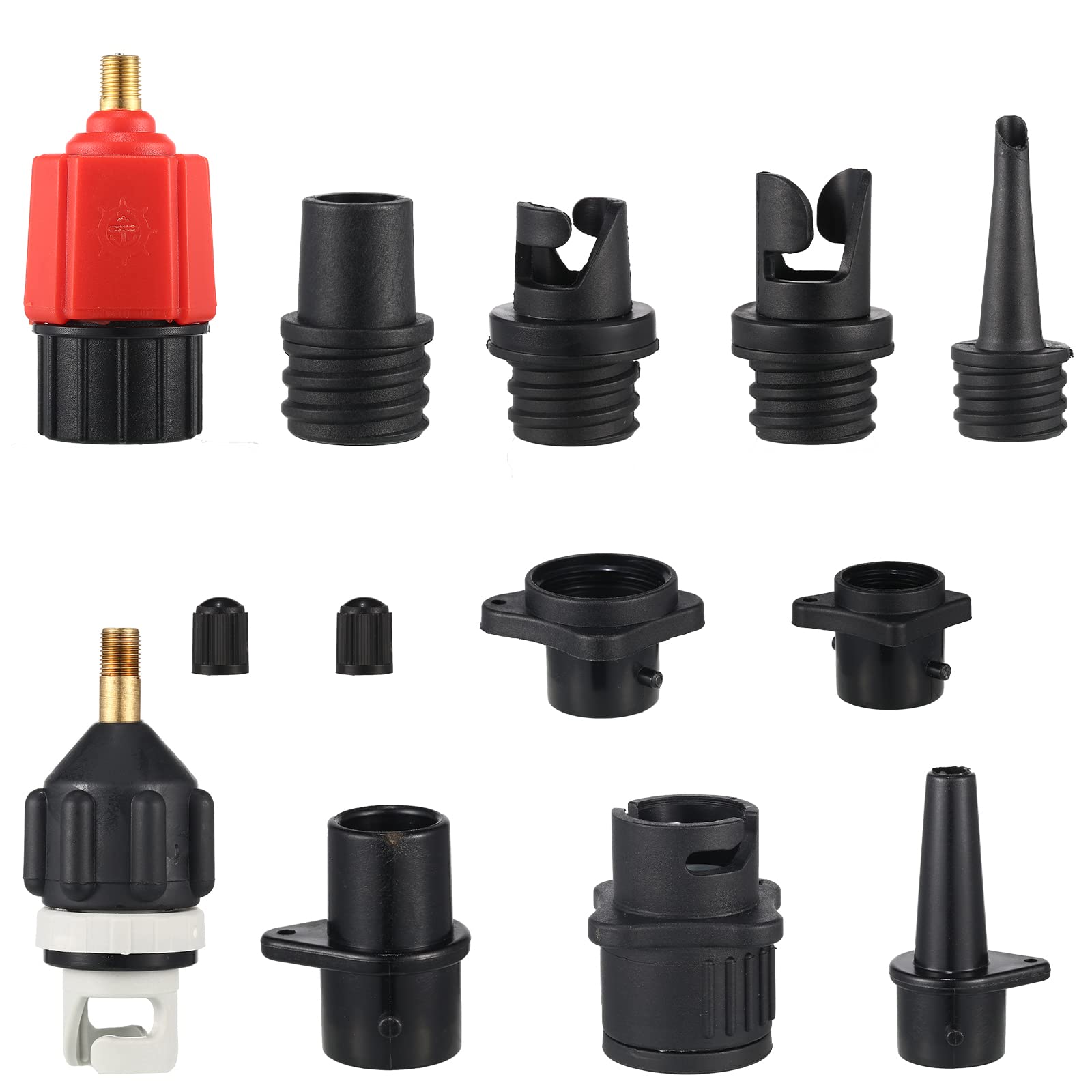 Treela Inflatable Air Pump Adapter - 9 Valve Nozzles for SUP, Paddle Board, Boat & Car - Universal Air Compressor Valve Connector - Perfect for Outdoor Water Sports & Roadside Emergencies