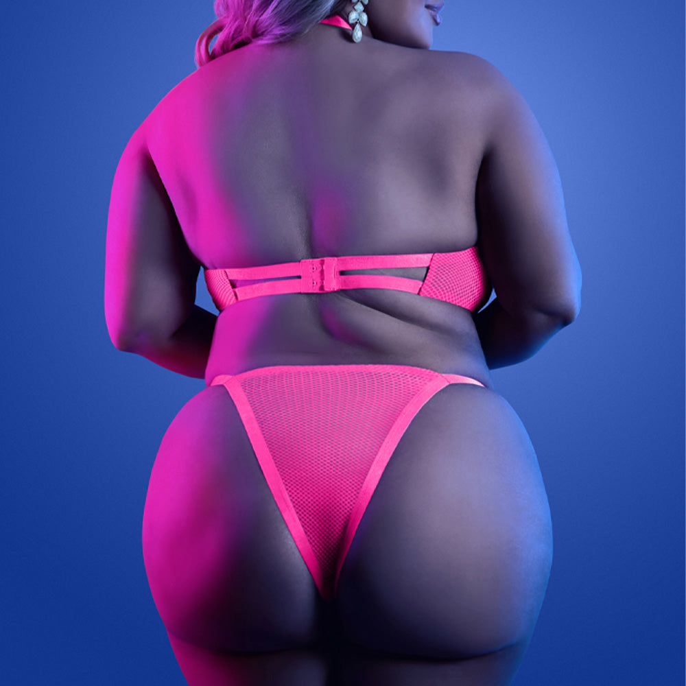 Fantasy Glow in the Dark Lingerie Set - Peekaboo Push Up Bra & Panty for Women, Plus Size & Curvy - Perfect for Date Night & Romantic Occasions