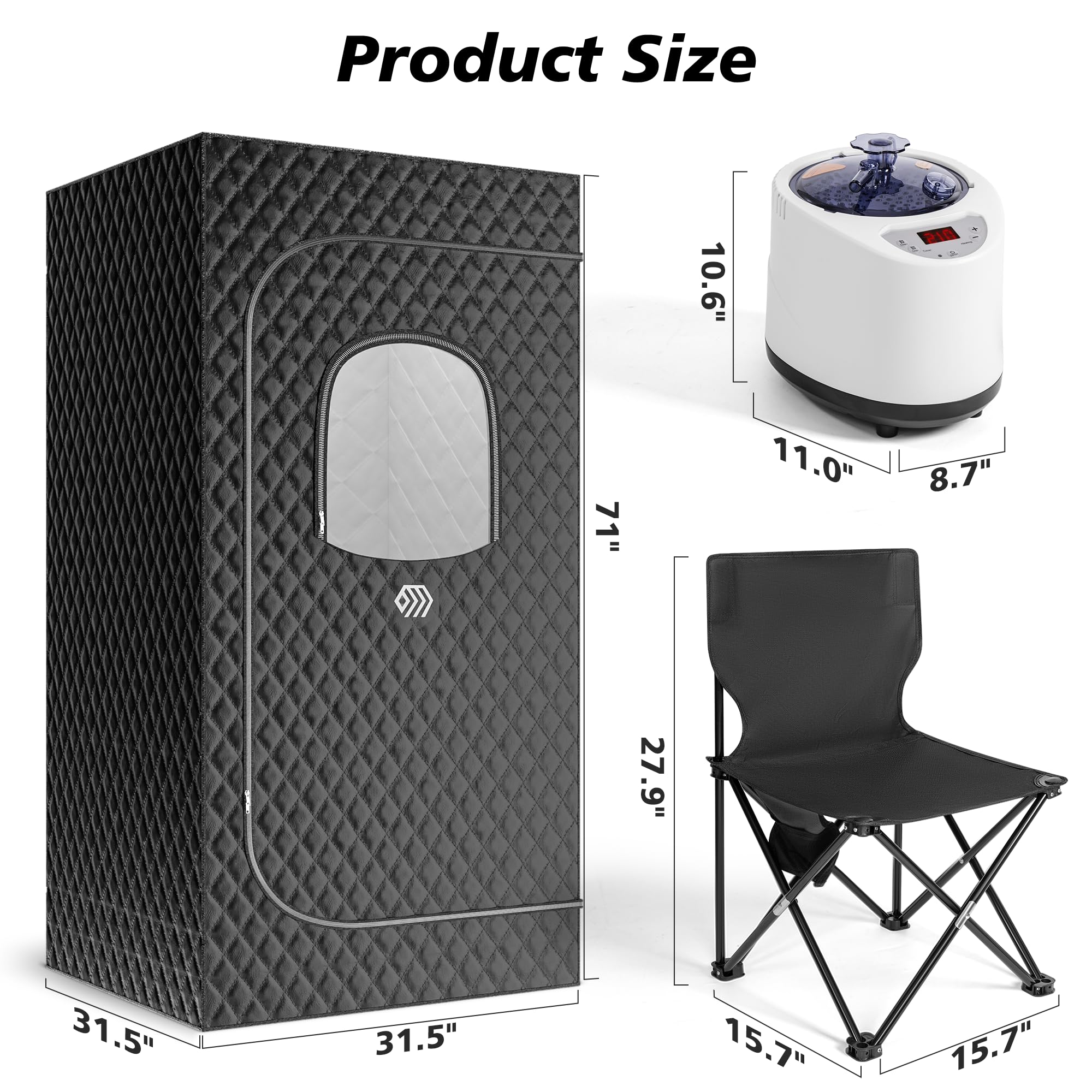 Portable Sauna Tent for Home - Personal Steam Sauna with Remote Control, Folding Chair & Mat | Detox & Relaxation | Perfect for Home Spa, Yoga & Weight Loss Therapy